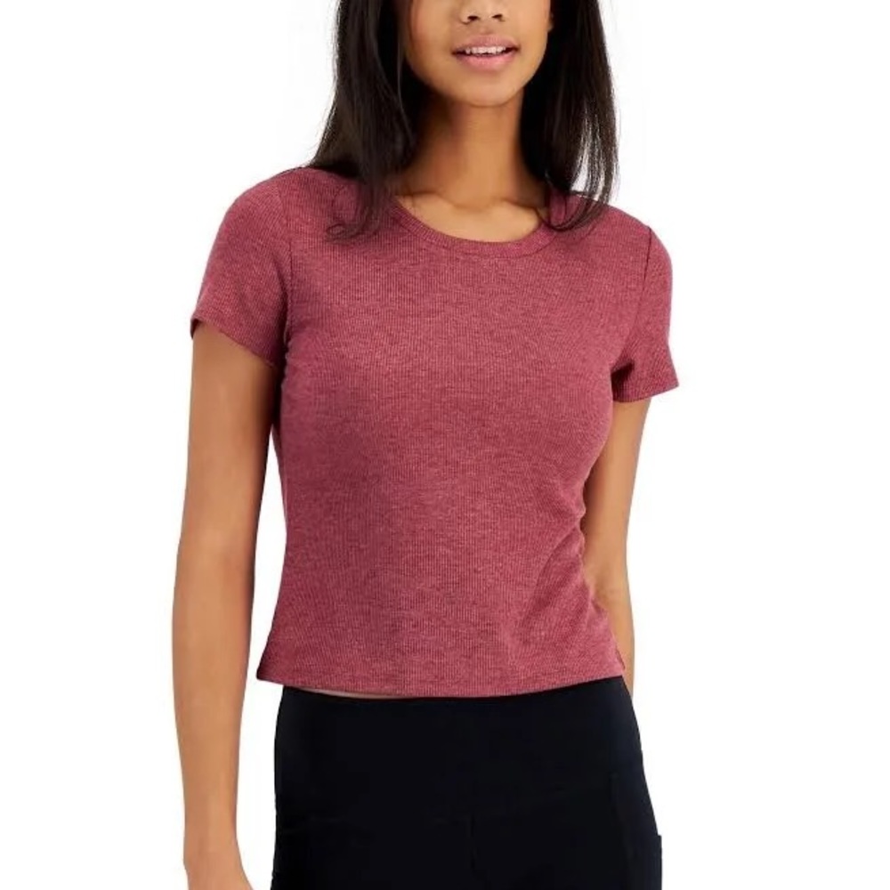 (B10) Hippie Rose Womens Juniors‎ Ribbed T-Shirt, Maroon, Size X-Large, NWT